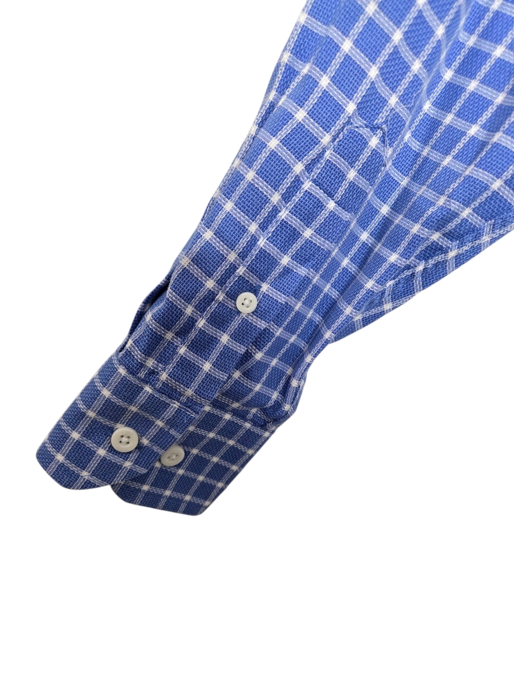 Johnston & Murphy Blue Windowpane Check Button Down Shirt Cotton Medium - Picture 7 of 8